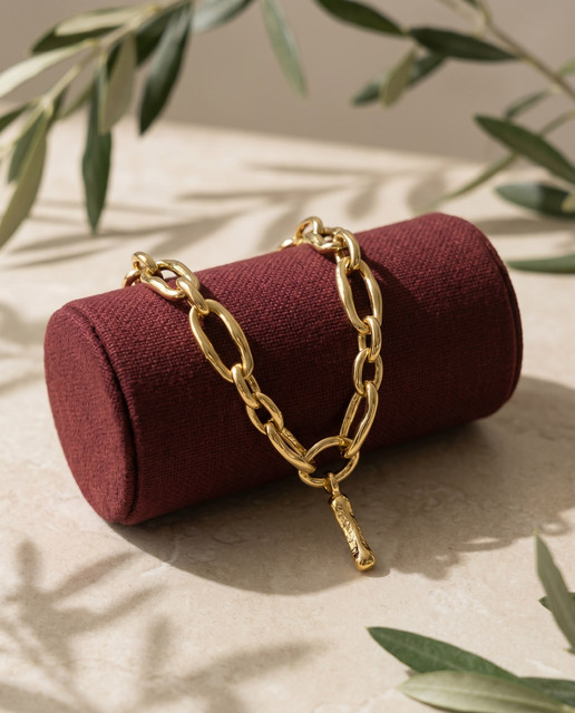 Chic Gold Chain Bracelet Editorial Photoshoot Pack: Luxurious Burgundy & Botanical Styling