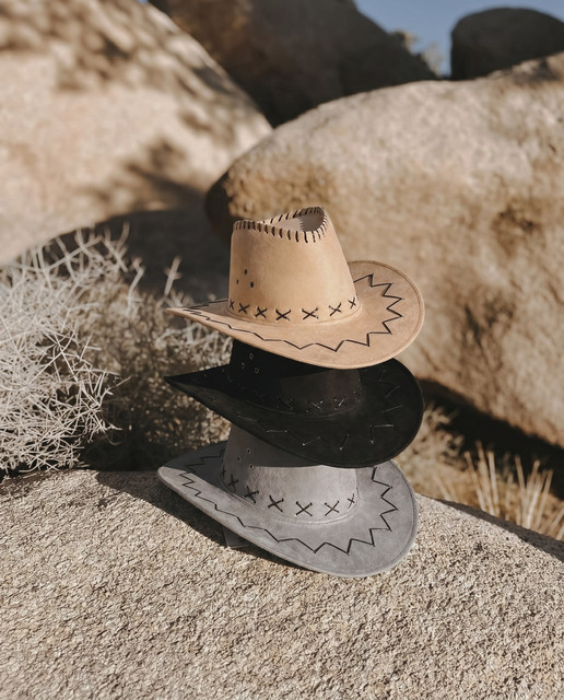 Desert Chic Cowboy Hat Styling Ideas: Suede-Like Western Adventure Photo Set