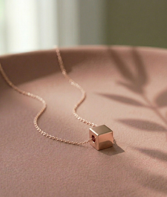 Rose Gold Cube Necklace Editorial Photoshoot Pack: Minimalist Jewelry Styling