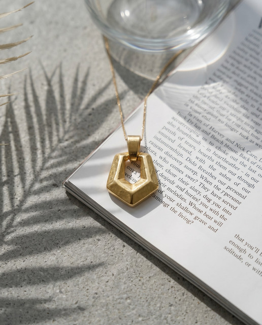 Modern Gold Geometric Pendant Necklace Editorial Photoshoot Pack
