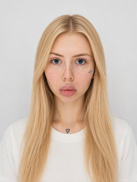 Minimalist Studio Portrait Photo Set: Effortless Blonde Model in Classic White Tee