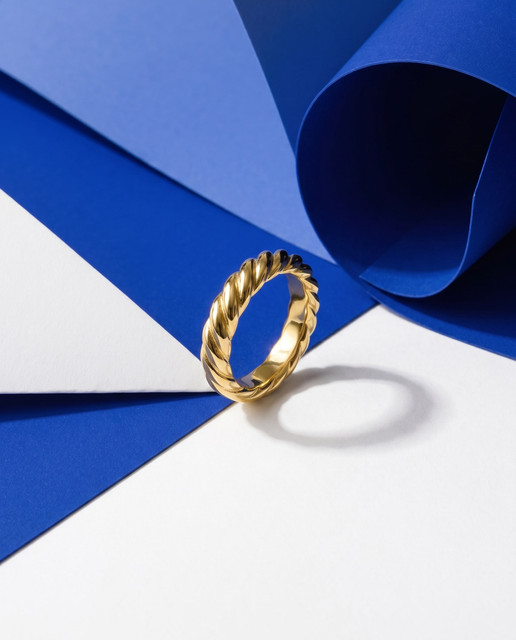 Modern Gold Twisted Ring Editorial Photoshoot Pack: Blue & White Studio Styling