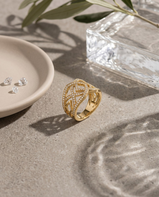 Luxury Gold Diamond Ring Editorial Photoshoot Styling Reference Set