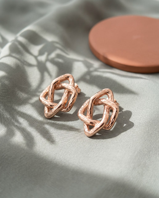 Rose Gold Knot Earrings Editorial Photoshoot Pack: Elegant Shadows & Chic Styling