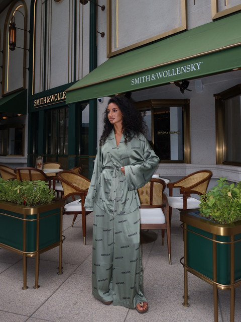Sage Green Satin Loungewear & Resort Style: Editorial Photoshoot References