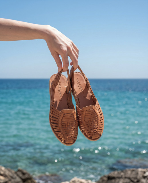 Coastal Chic Tan Woven Sandals Lookbook-Style Set for Vacation