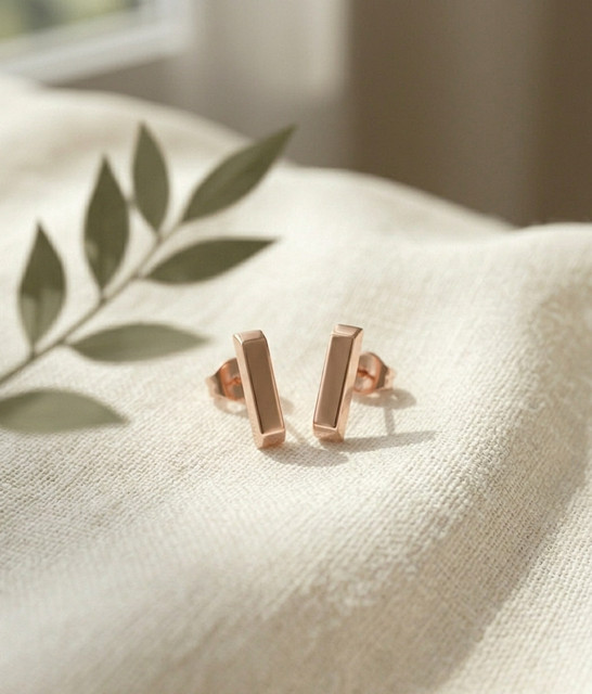 Minimalist Rose Gold Bar Studs Editorial Photoshoot Pack: Refined Simplicity