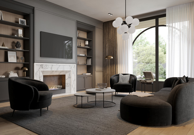 Modern Living Room Editorial Photoshoot Pack: Dark Neutrals & Plush Textures
