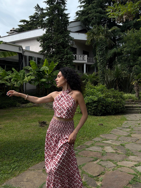 Tropical Garden Editorial Photoshoot Pack: Patterned Resort Two-Piece & Maxi Dress Styling