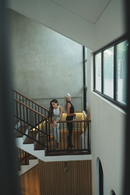 Modern Architectural Editorial Photoshoot Pack: Sleek White & Black Athleisure Styling
