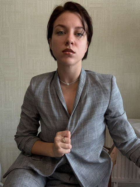 Editorial Grey Plaid Suit Styling Reference Photo Set