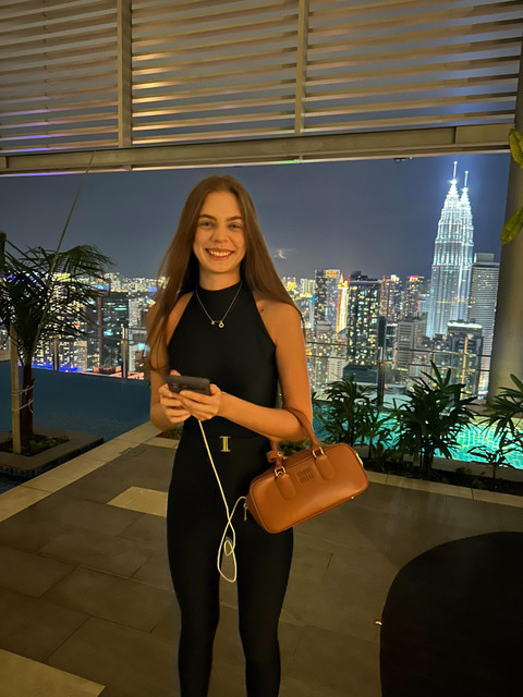Chic Black Halter Top Outfit Idea: Rooftop City Nights Editorial Photoshoot Pack