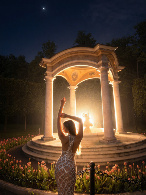 Ethereal Garden Glamour: Shimmering Evening Gown Editorial Photoshoot Pack