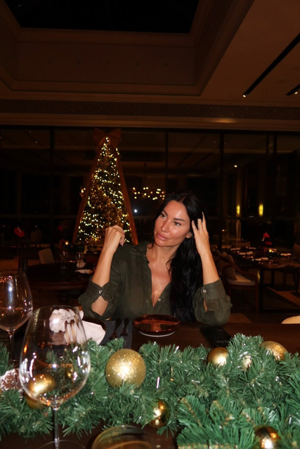 Festive Olive Blouse Editorial: Chic Evening Wear Styling Photo Set