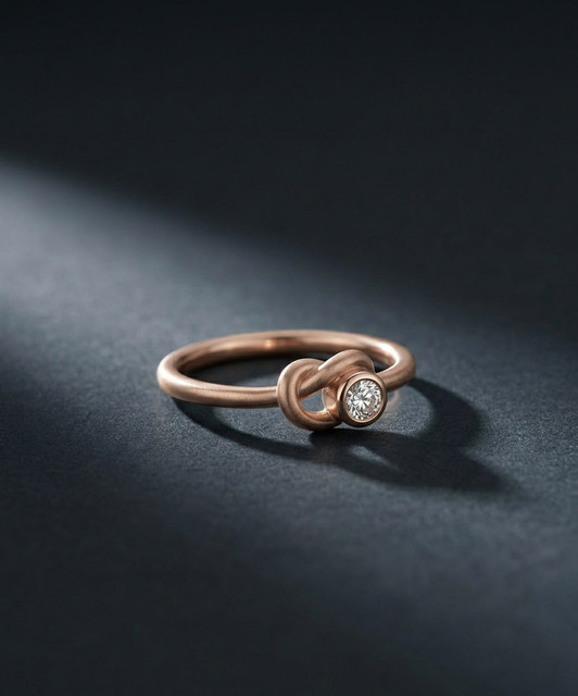 Rose Gold Knot Ring Minimalist Diamond Jewelry Photoshoot Reference Photo Set