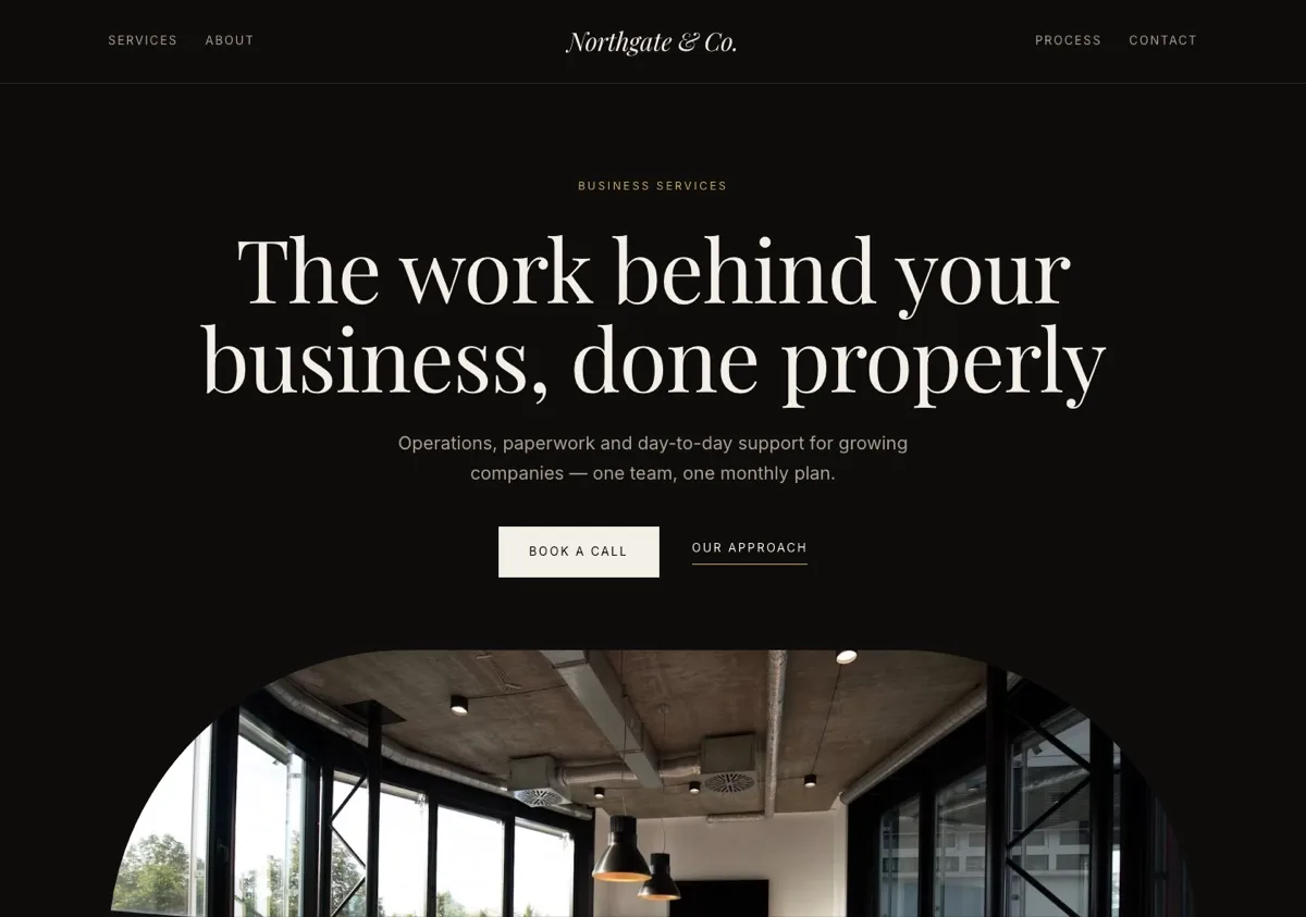 Black serif website style