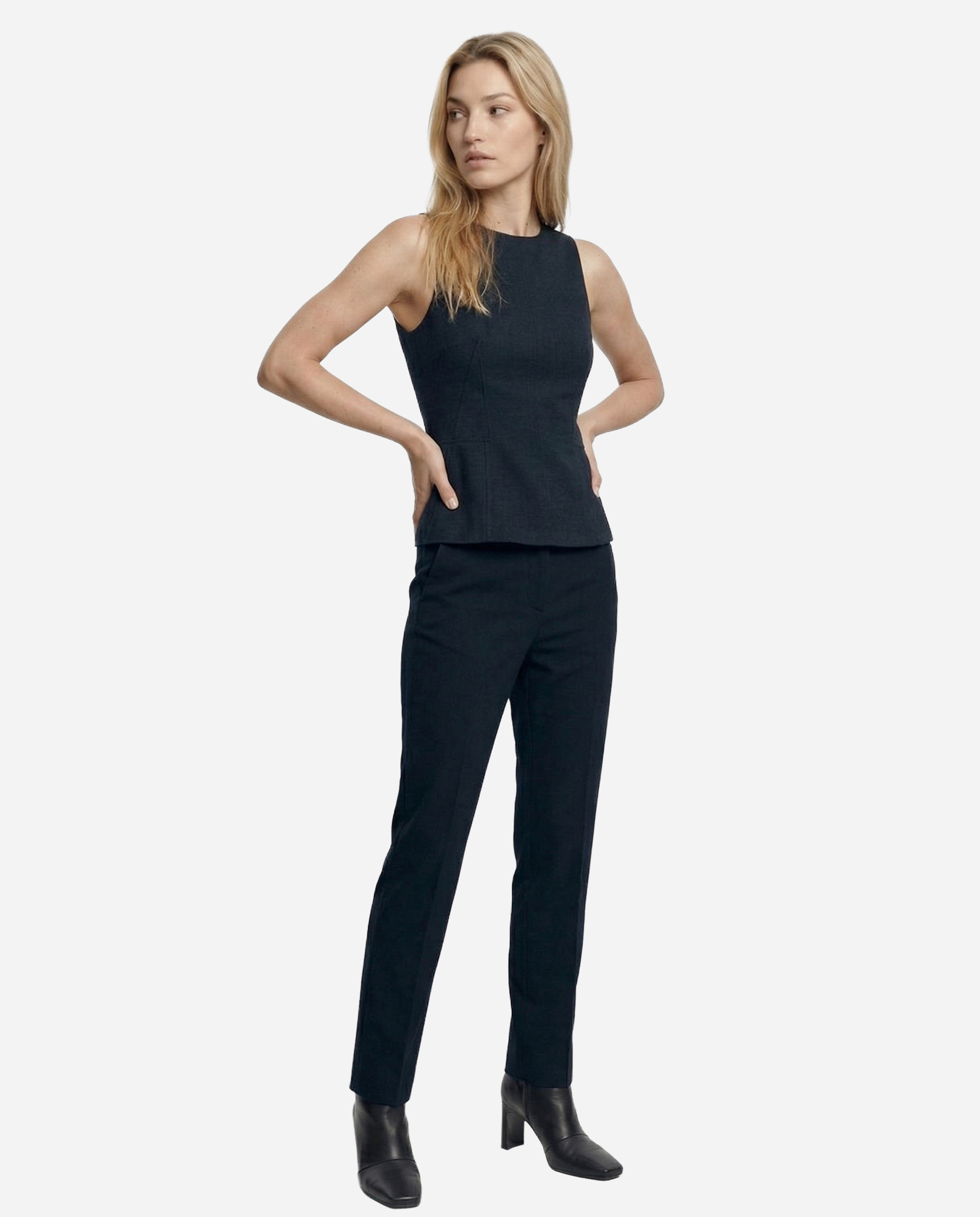 Garment Touch pose example for female AI fashion model